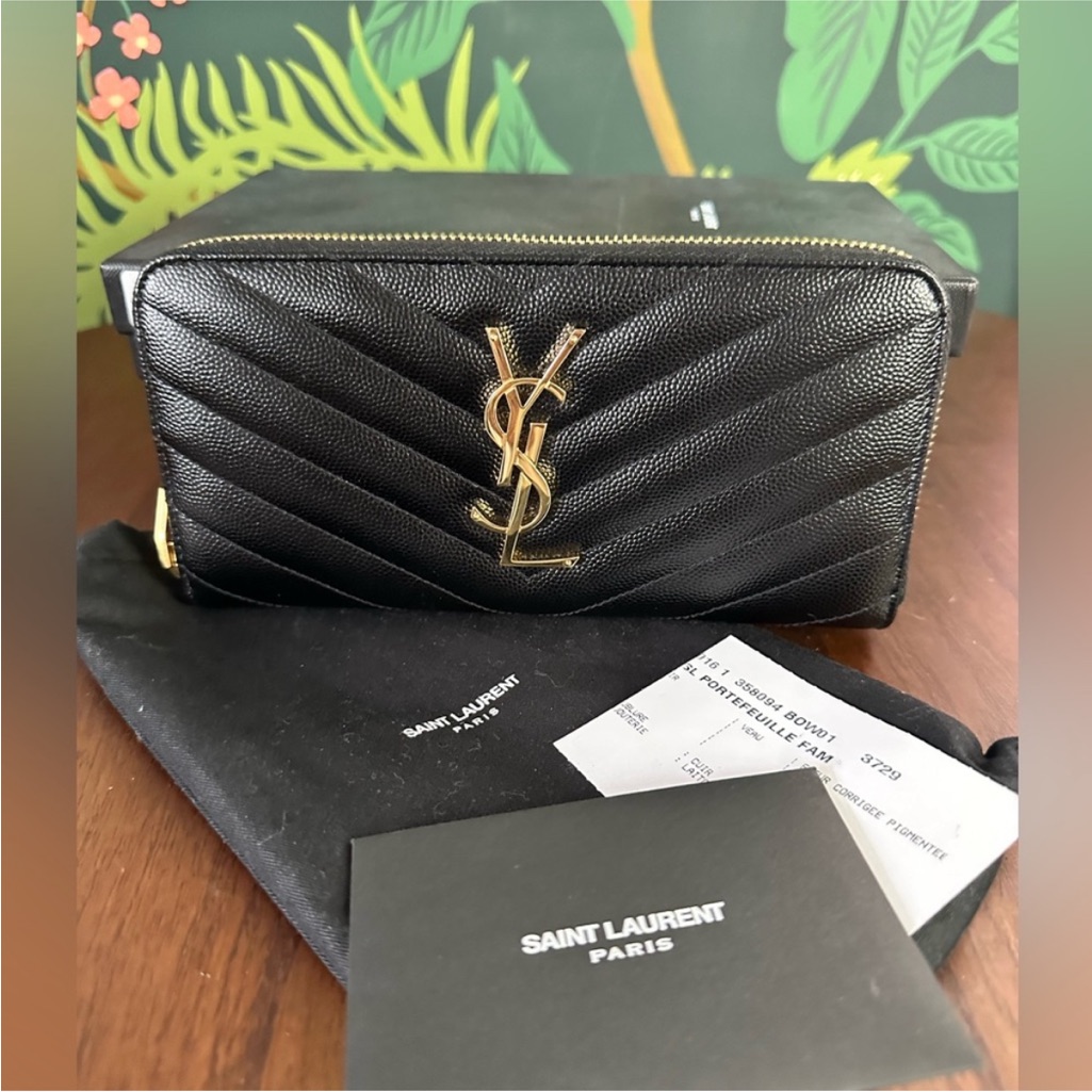 Saint Laurent Black Quilted Leather Wallet
